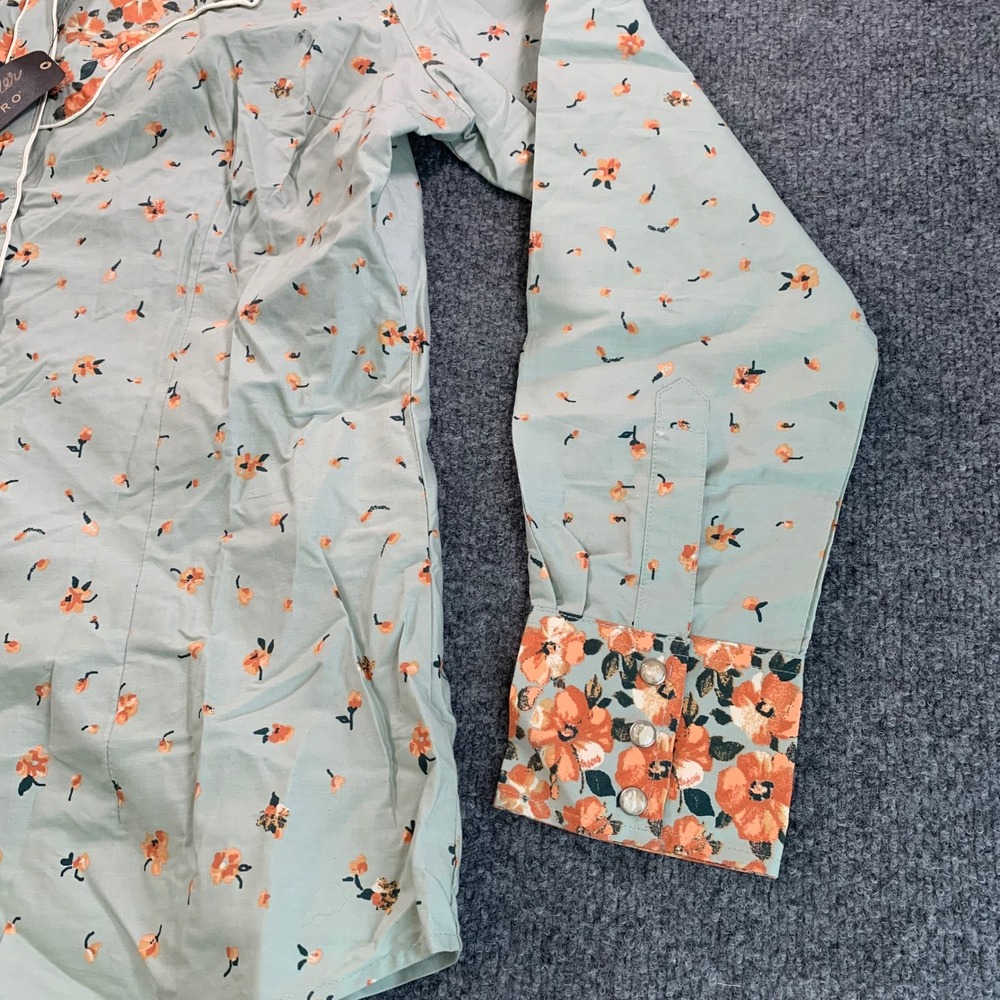 Wrangler Retro Womens XL Floral Western Snap Shirt Sage Green New w/ tags - Picture 3 of 11